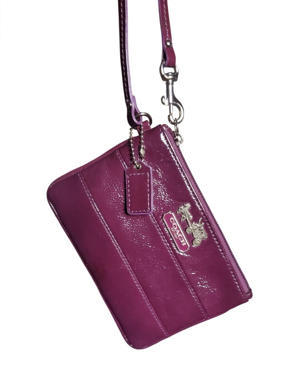 🎉 Sale! 2/$75 Coach Patent Leather Wristlet in Magenta